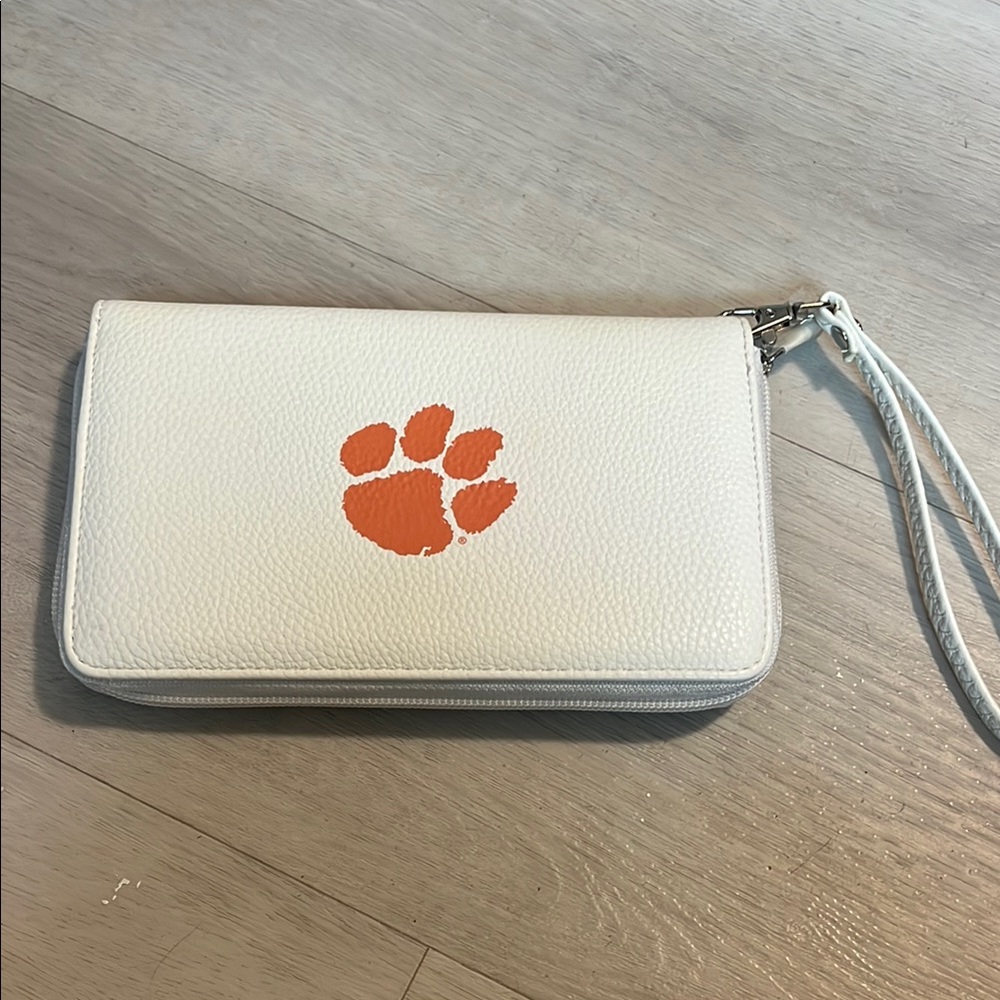 White Wristlet with Clemson Orange Paw Print